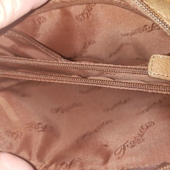 Fossil.Brown Pebbled Leather Crossbody Bag Purse - Picture 3 of 4